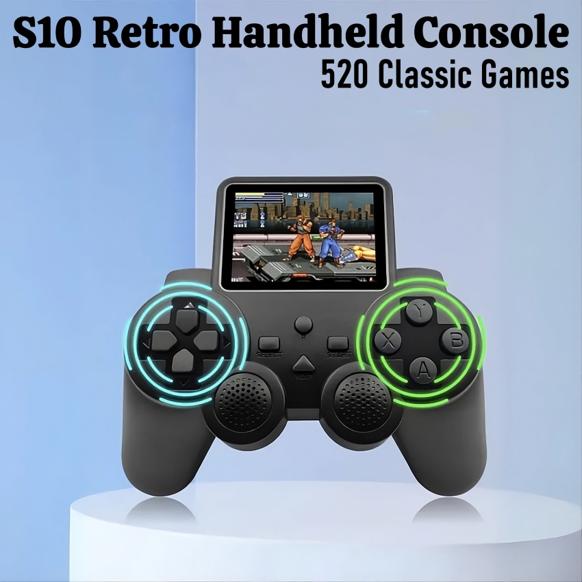S10 Retro Handheld Console – 520 Classic Games – Portable Mini Game Box with Rechargeable Battery – Supports TV Connection – Best Budget Gaming Gift for Kids