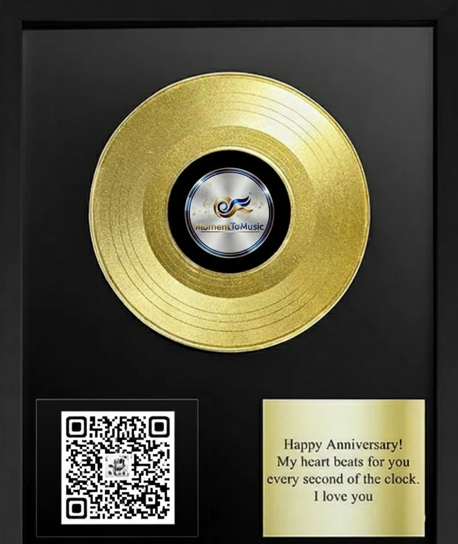 The Moment To Music Inc. Official, Custom Engraved Metallic Covered Vinyl Record Plaque