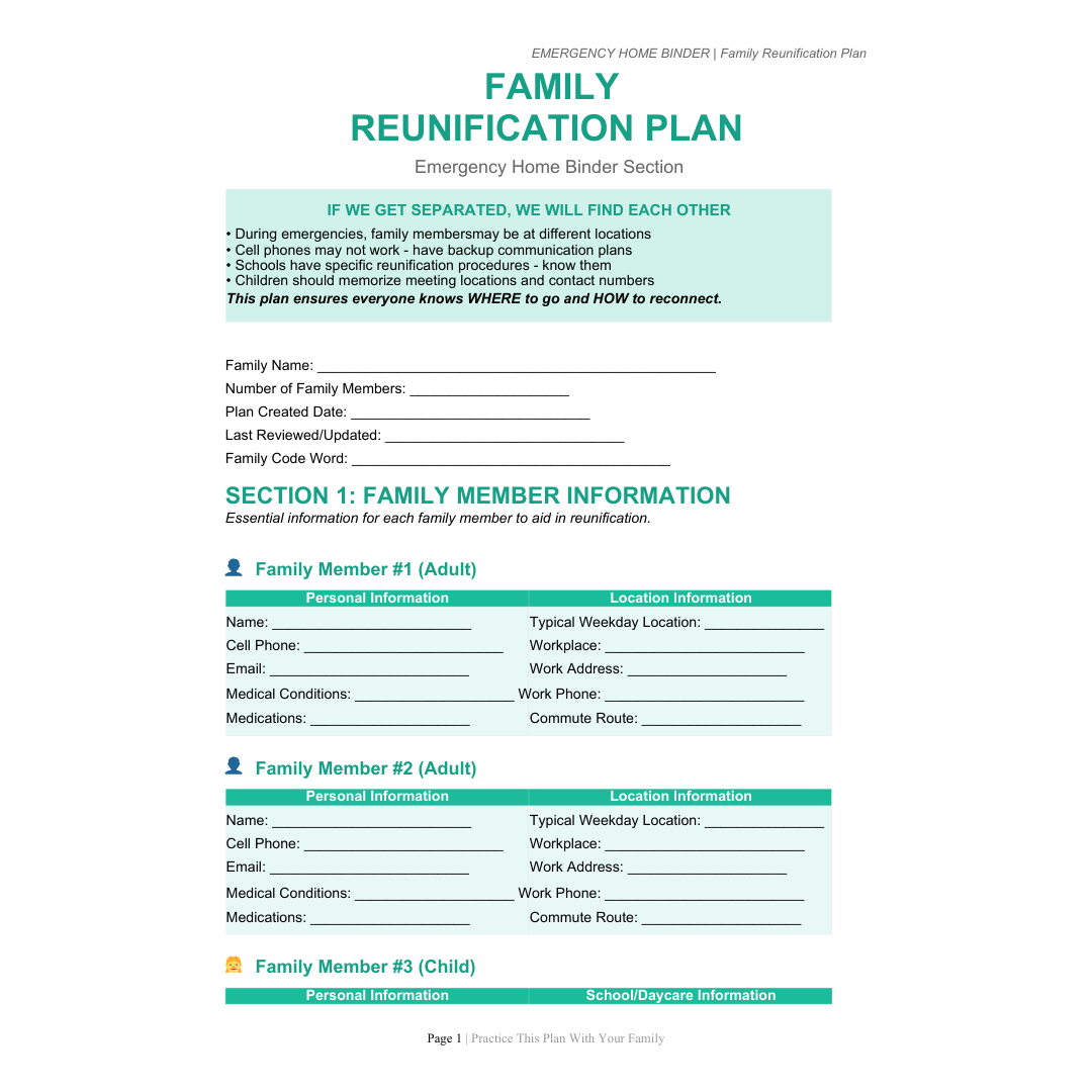 Emergency Home Binder INSTANT DOWNLOAD