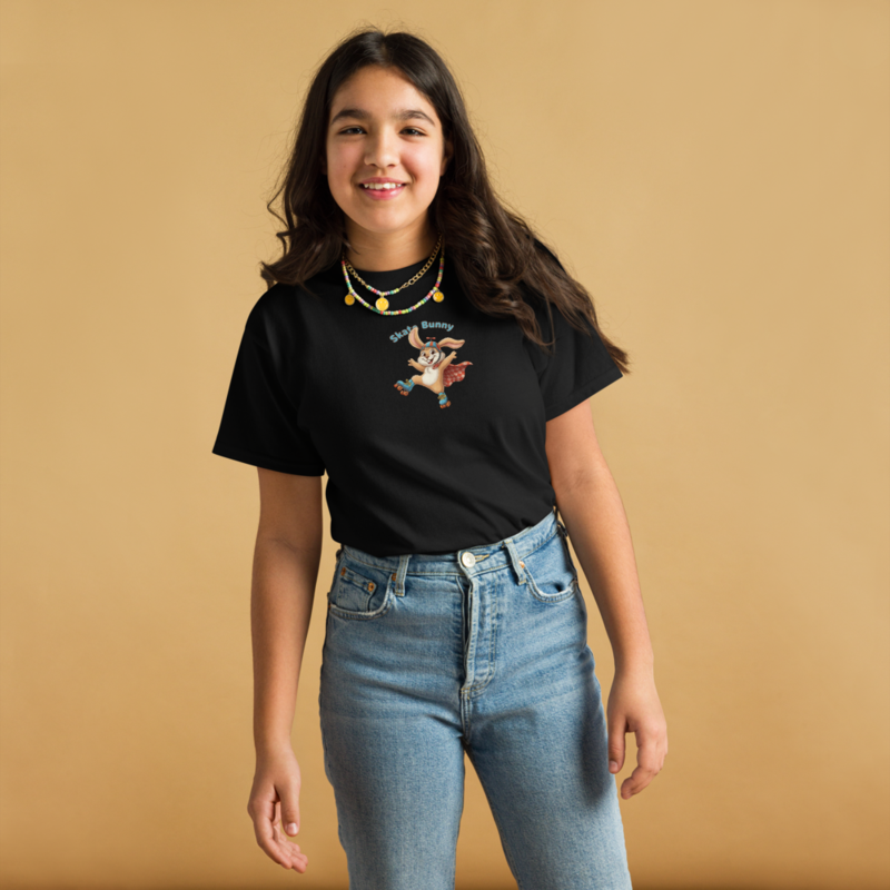 Schwarzes T-Shirt mit Cartoon-Aufdruck