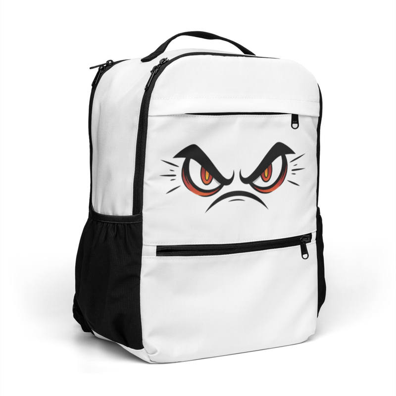 Rucksack mit wütendem Gesicht