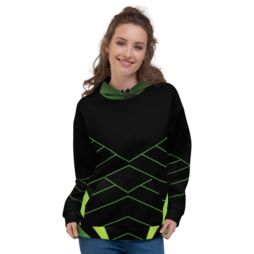 Schwarzer Hoodie mit grünem Muster