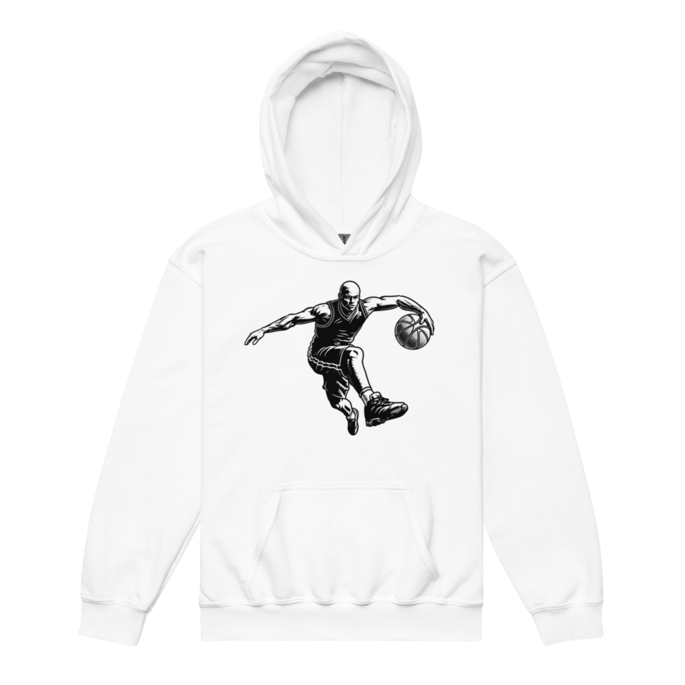 Weiße Kapuzenpullover mit Basketball-Print