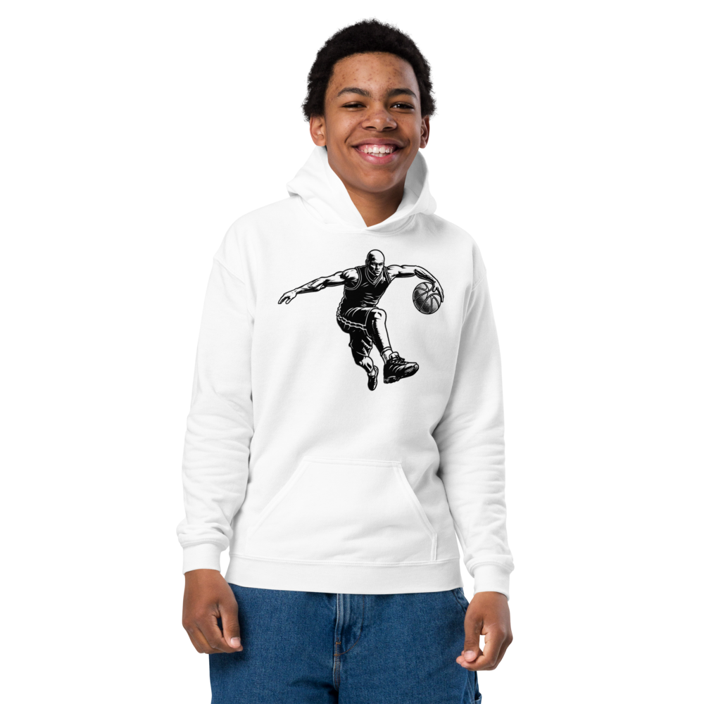 Weiße Kapuzenpullover mit Basketball-Print