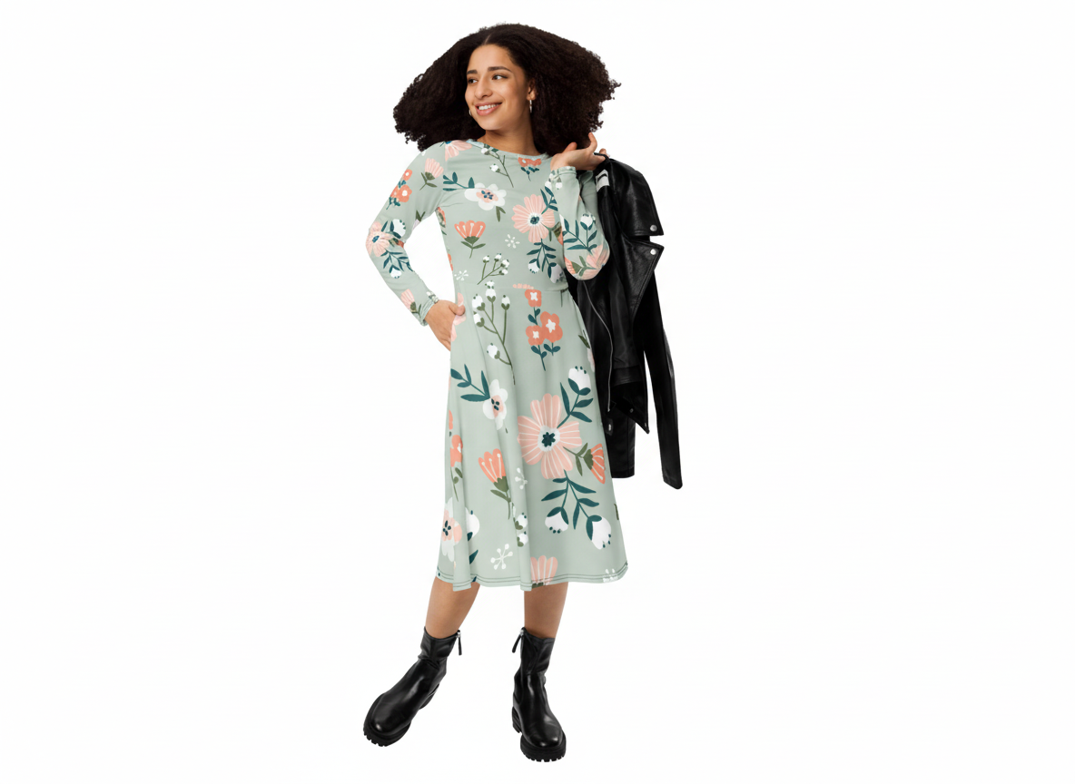 Sommerkleid Blumen Design Midikleid