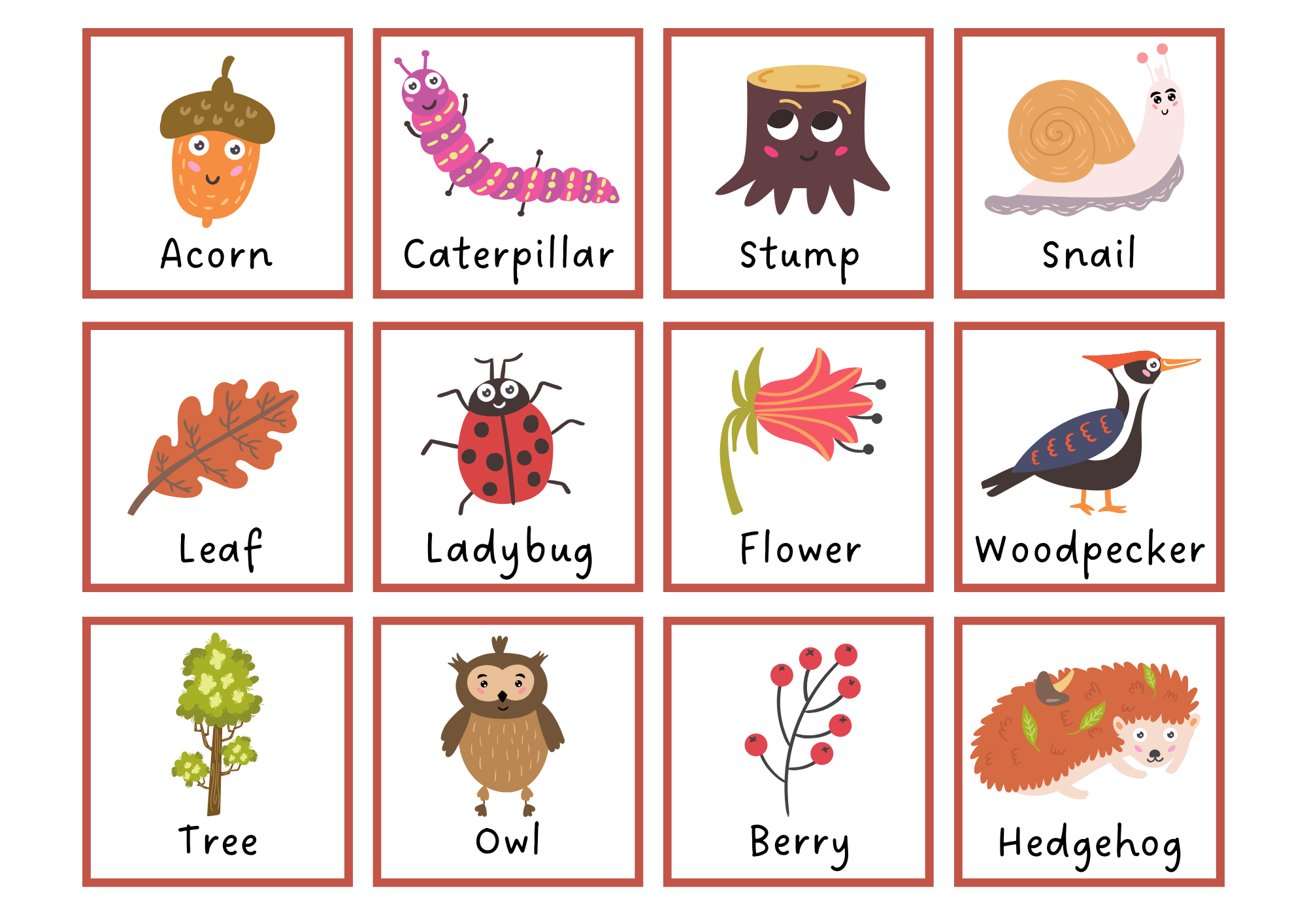 Forest Animals and Nature Flashcards