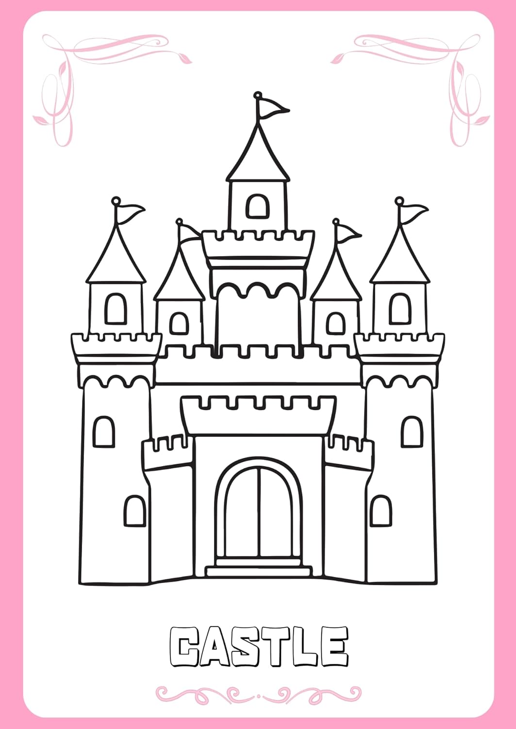 Coloring Book Unicorn Adventure, Princess Castle Theme, Kids Activity Book