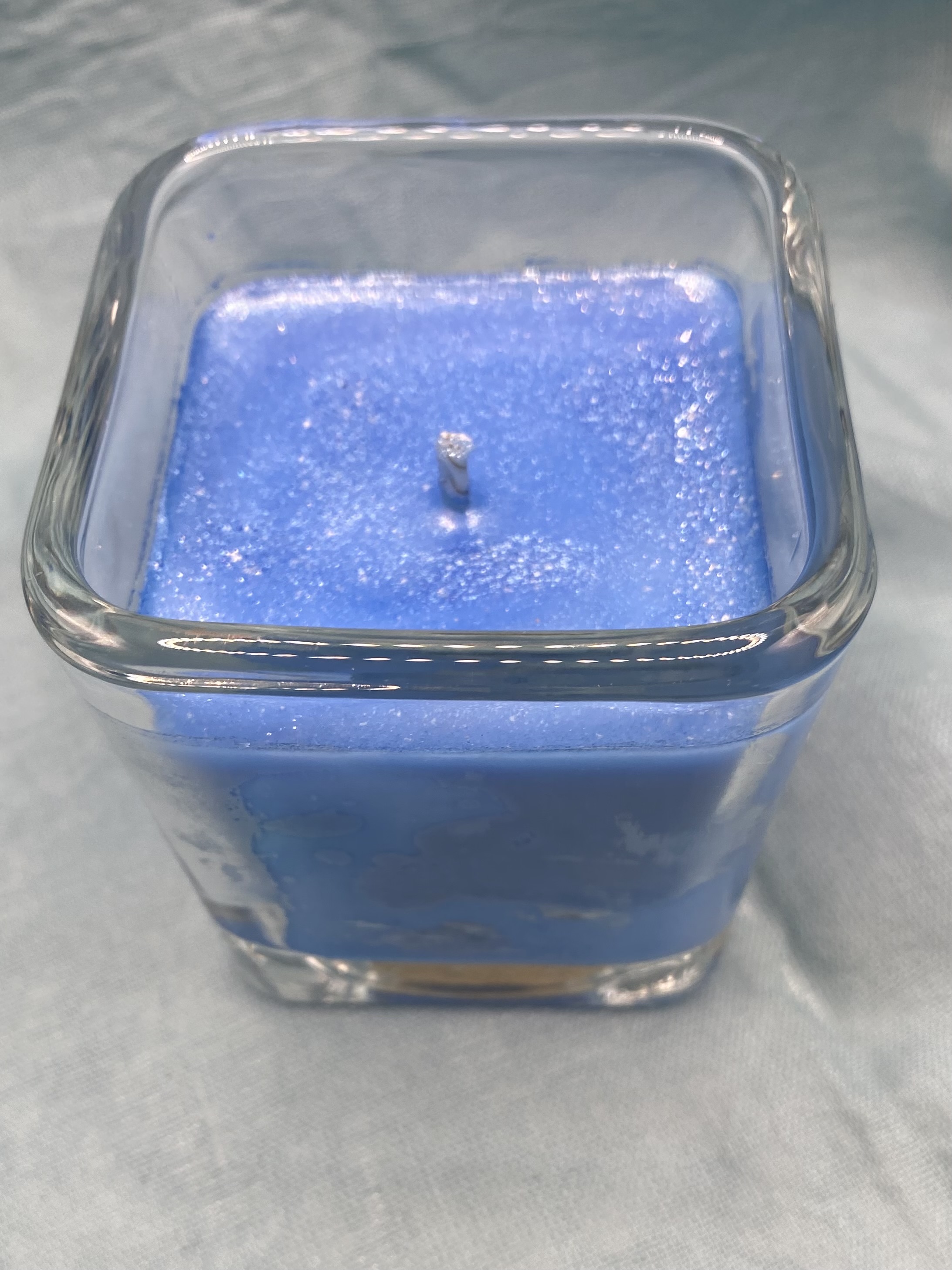 Blue Square Glass Candle
