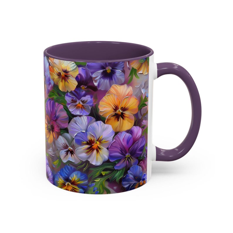 Pansies Flower Mug Floral Oil Painting Imprint Gift For Mom