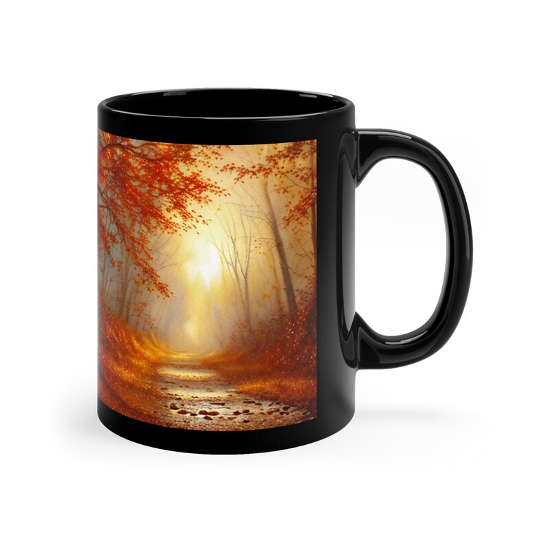 Autumn Forest Path Coffee Mug Fall Golden Sunset Trail Gift