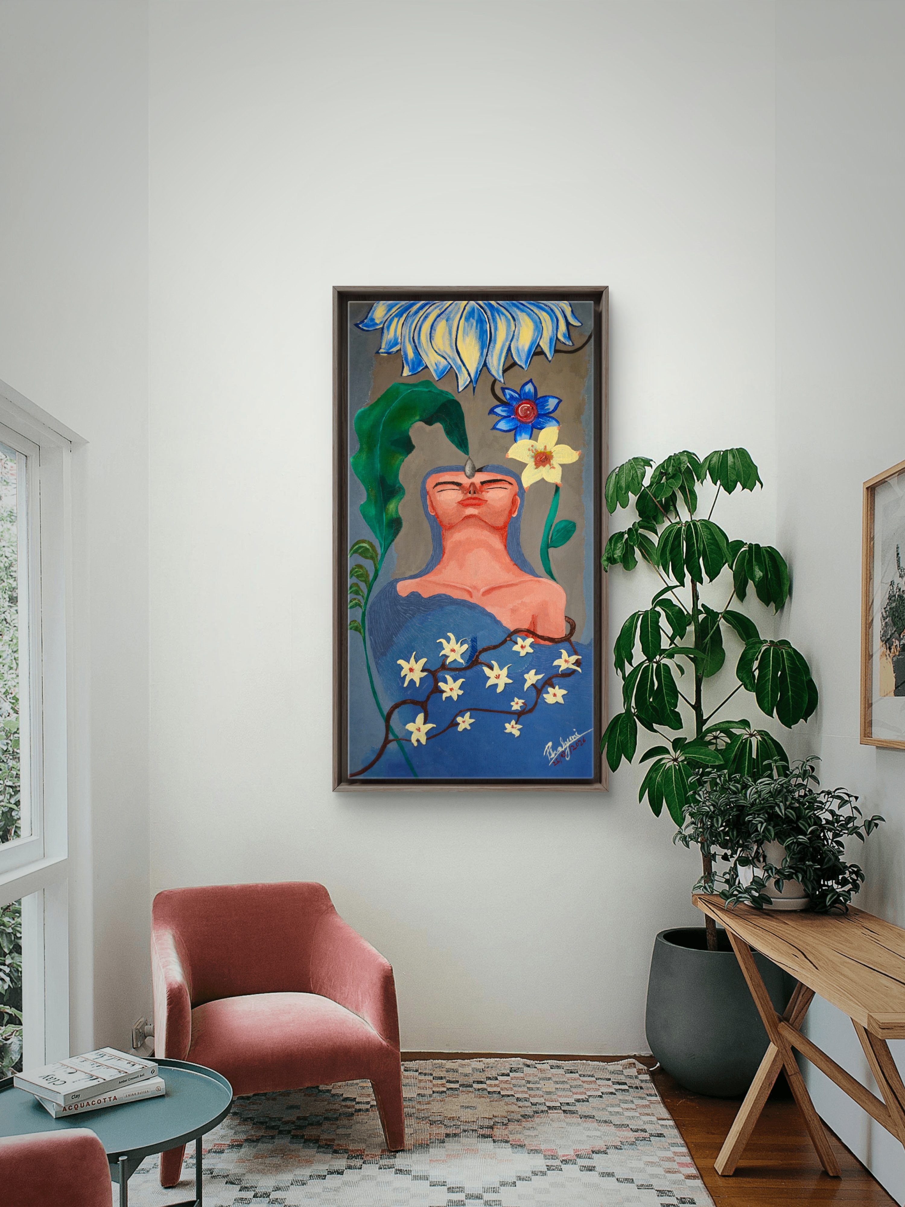Shaant Ras 2 – Original Acrylic Painting on Canvas | Spiritual Meditative Wall Art | 16x30 Inches | By Phalguni