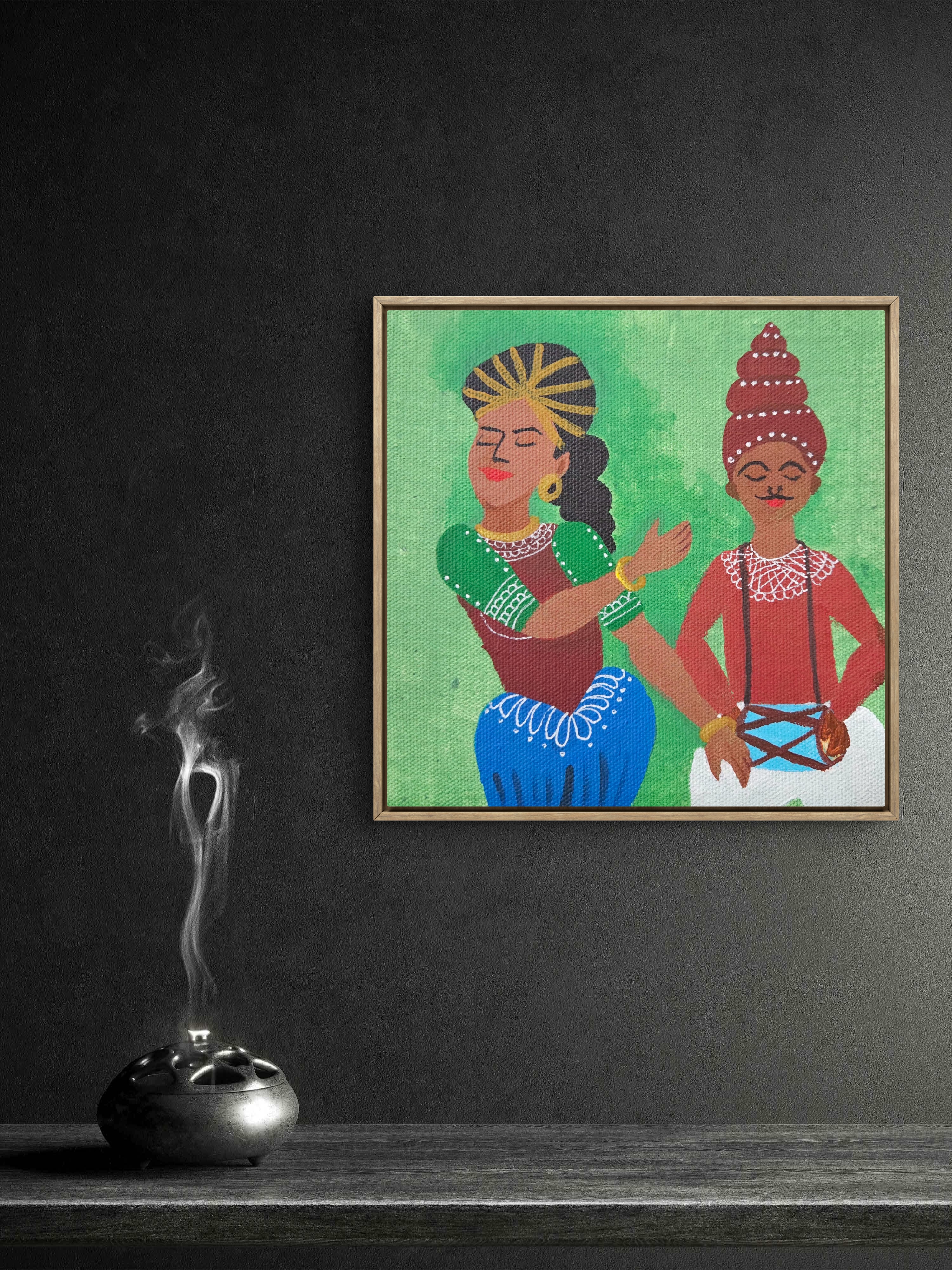 Momita Dancing - Traditional Indian Dancers Painting (5x5 Inch)