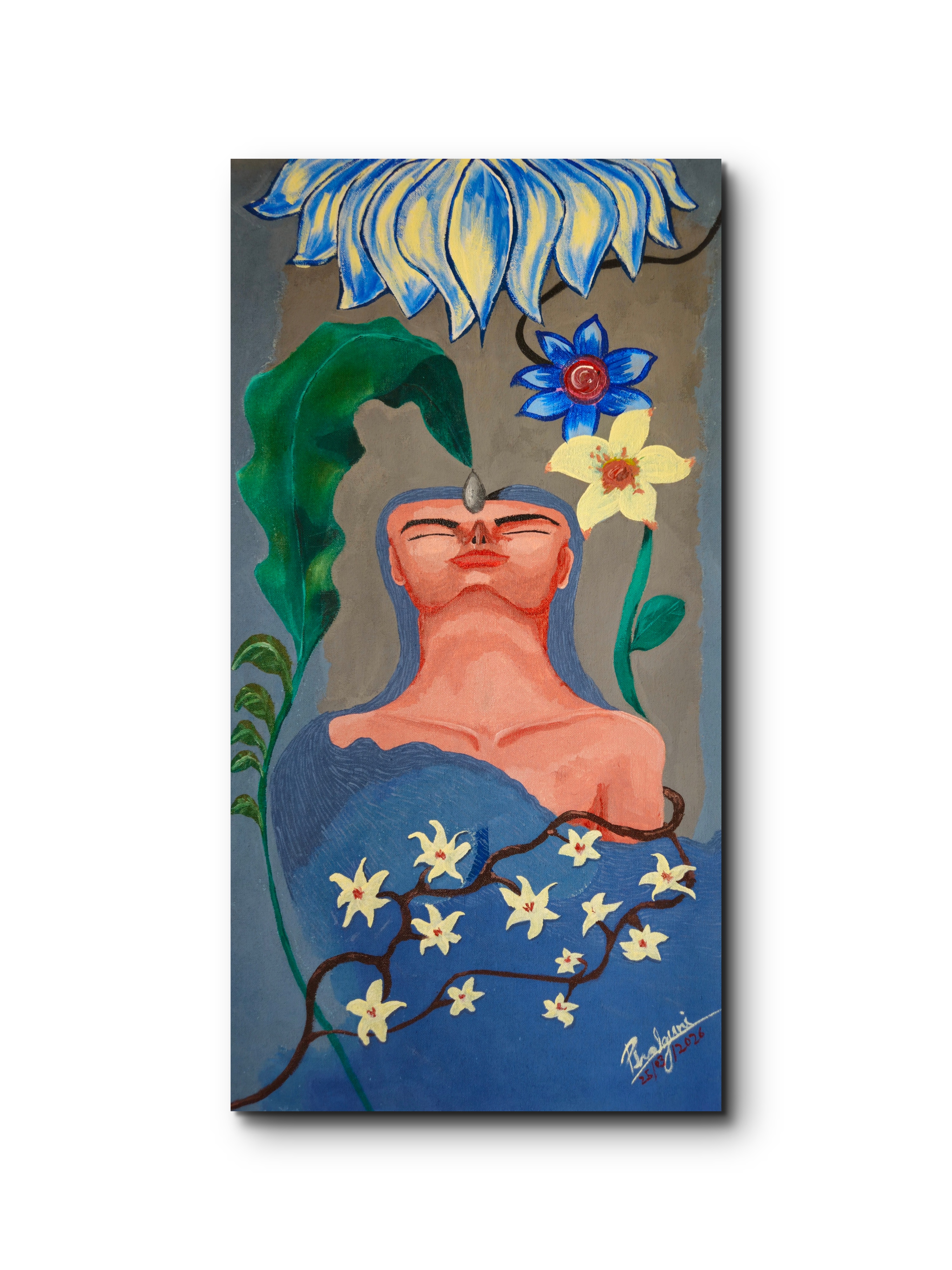 Shaant Ras 2 – Original Acrylic Painting on Canvas | Spiritual Meditative Wall Art | 16x30 Inches | By Phalguni