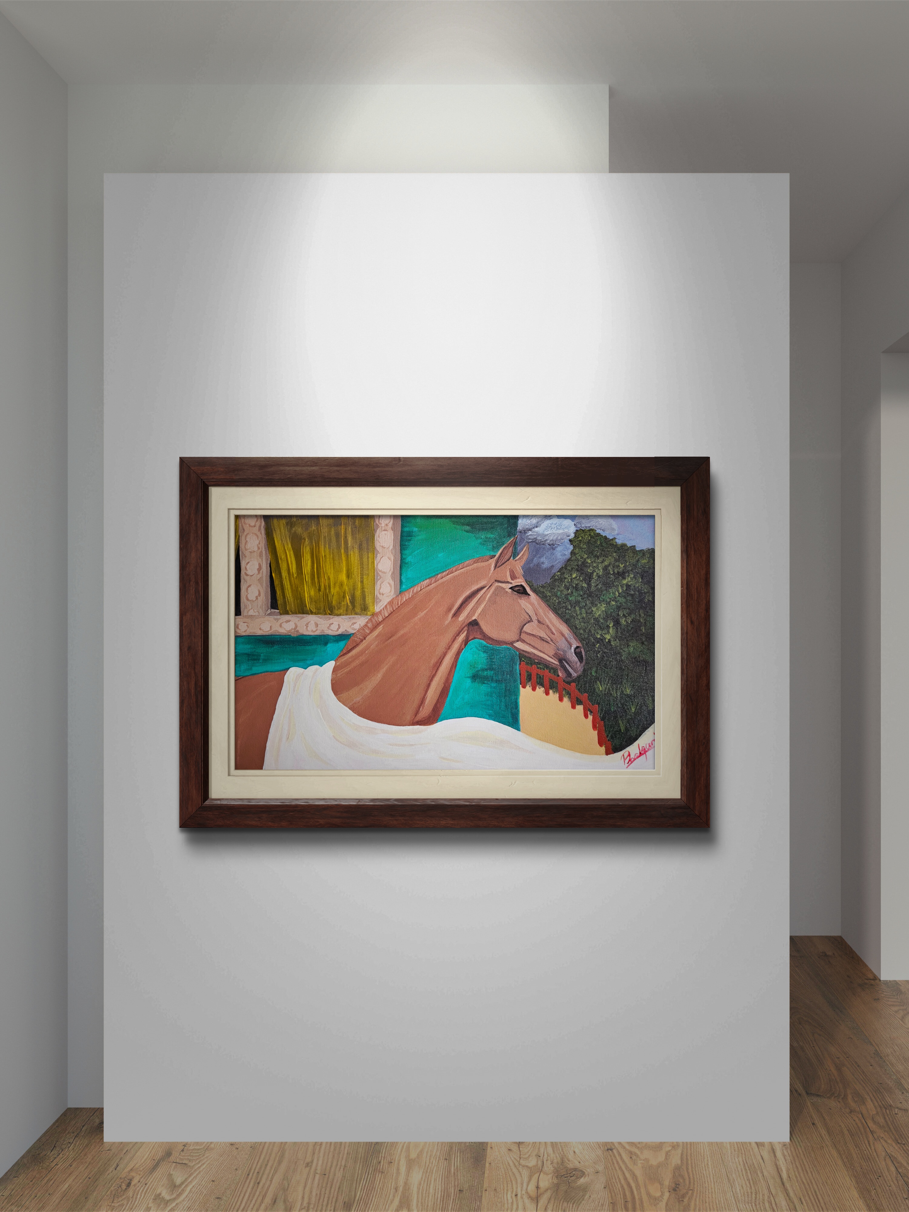 Ashva – Original Acrylic Horse Painting on Canvas (24×15 Inches) | Divine & Spiritual Wall Art