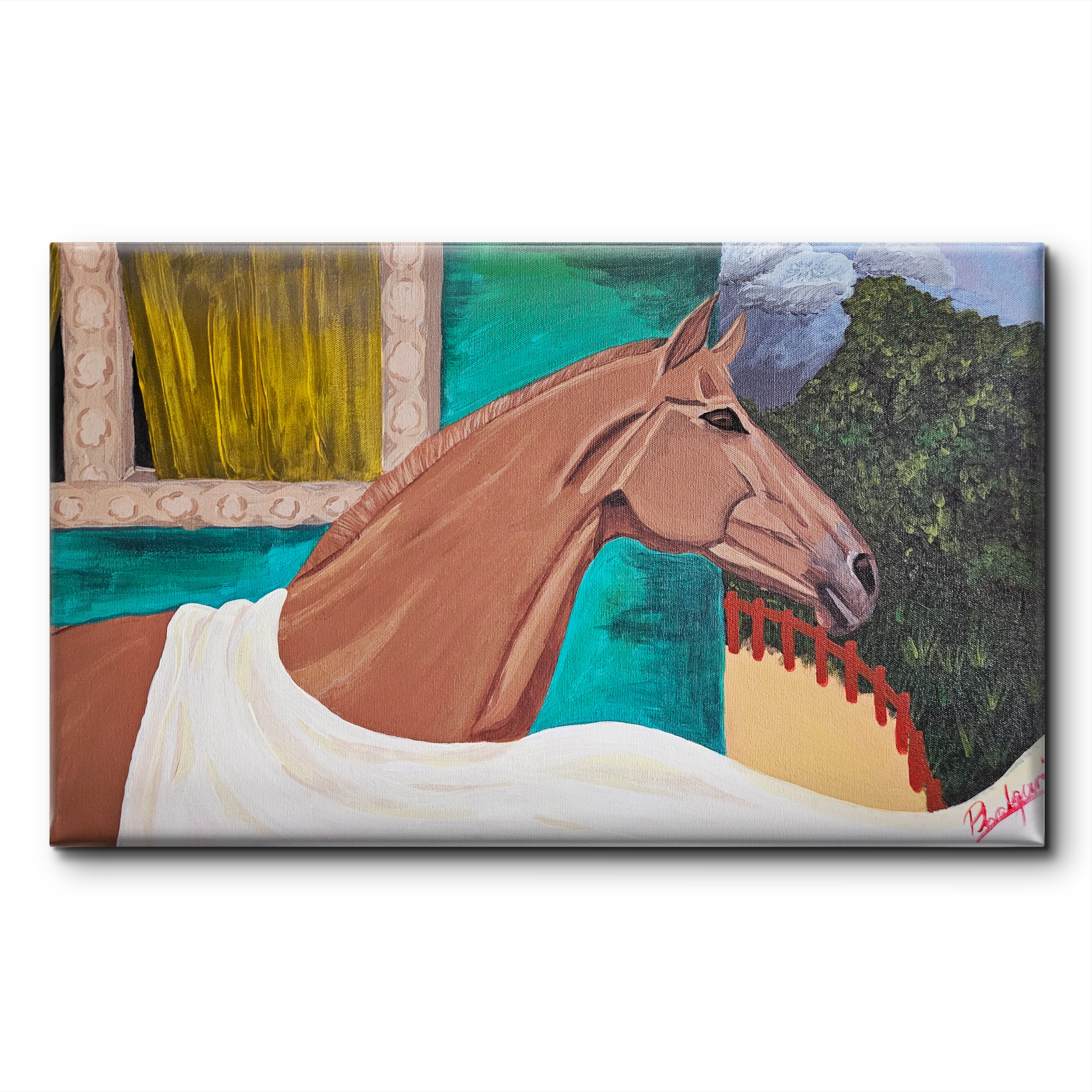 Ashva – Original Acrylic Horse Painting on Canvas (24×15 Inches) | Divine & Spiritual Wall Art