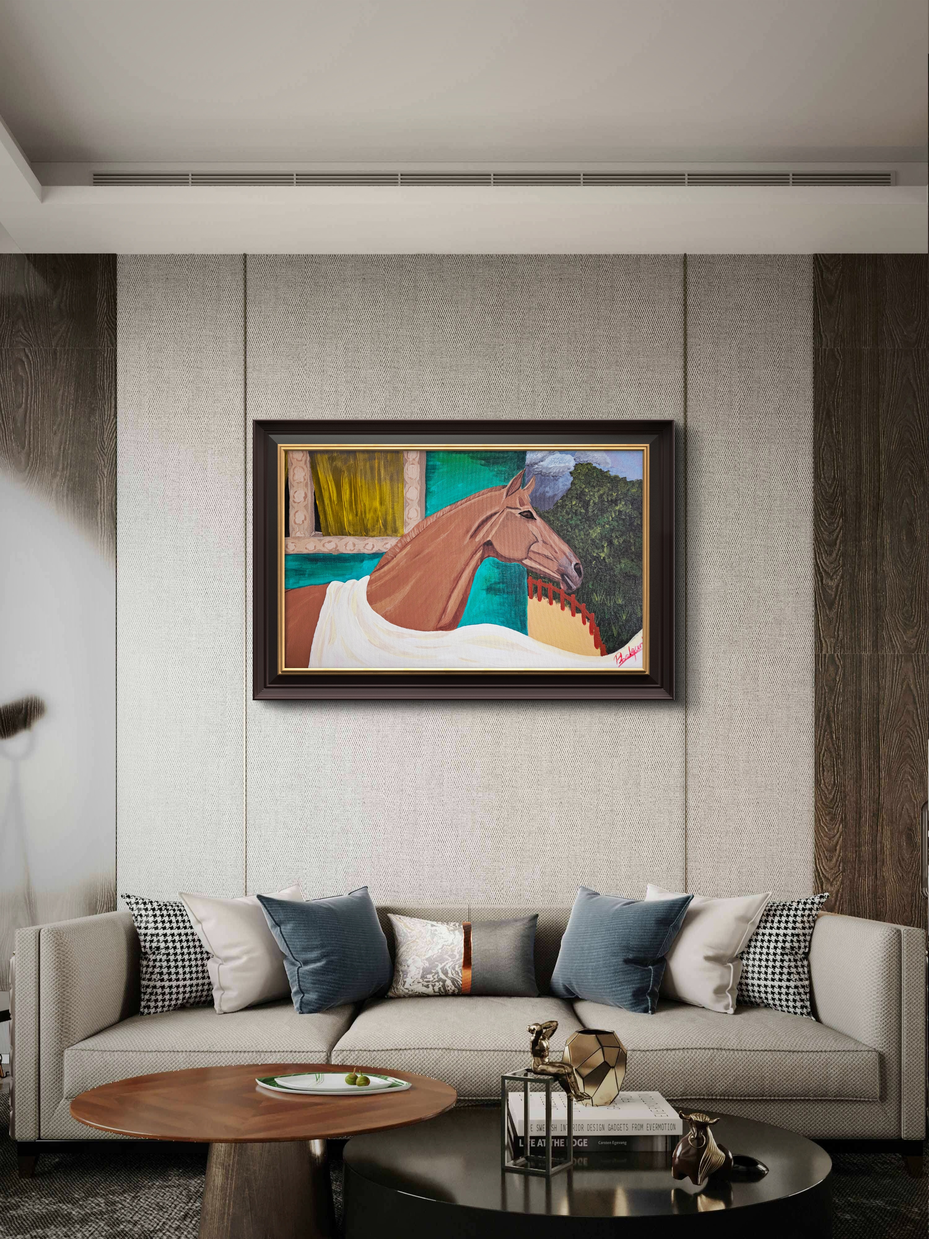 Ashva – Original Acrylic Horse Painting on Canvas (24×15 Inches) | Divine & Spiritual Wall Art