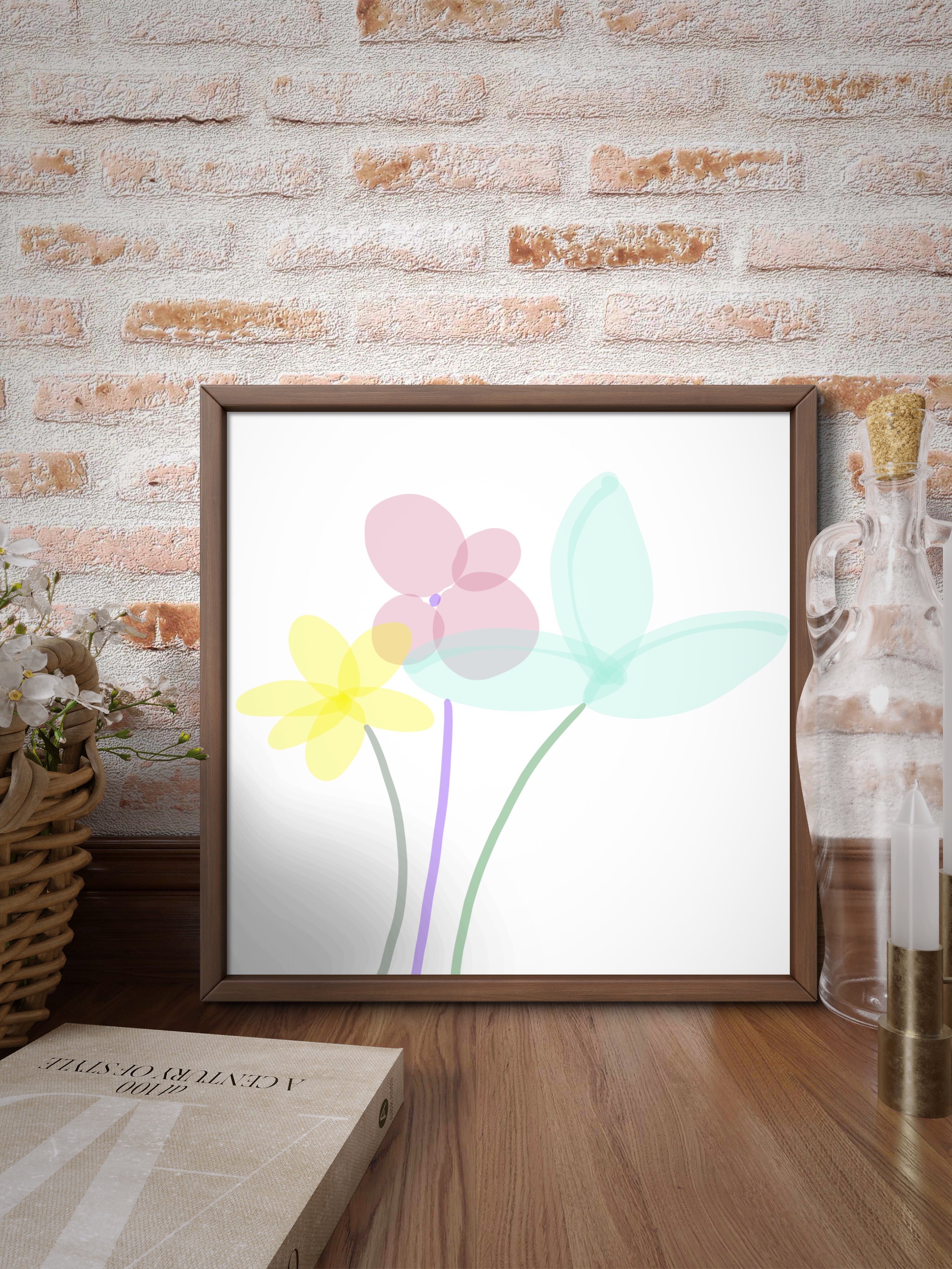 Soft Bloom – Minimal Floral Abstract Digital Wall Art | Pastel Flower Printable Decor
