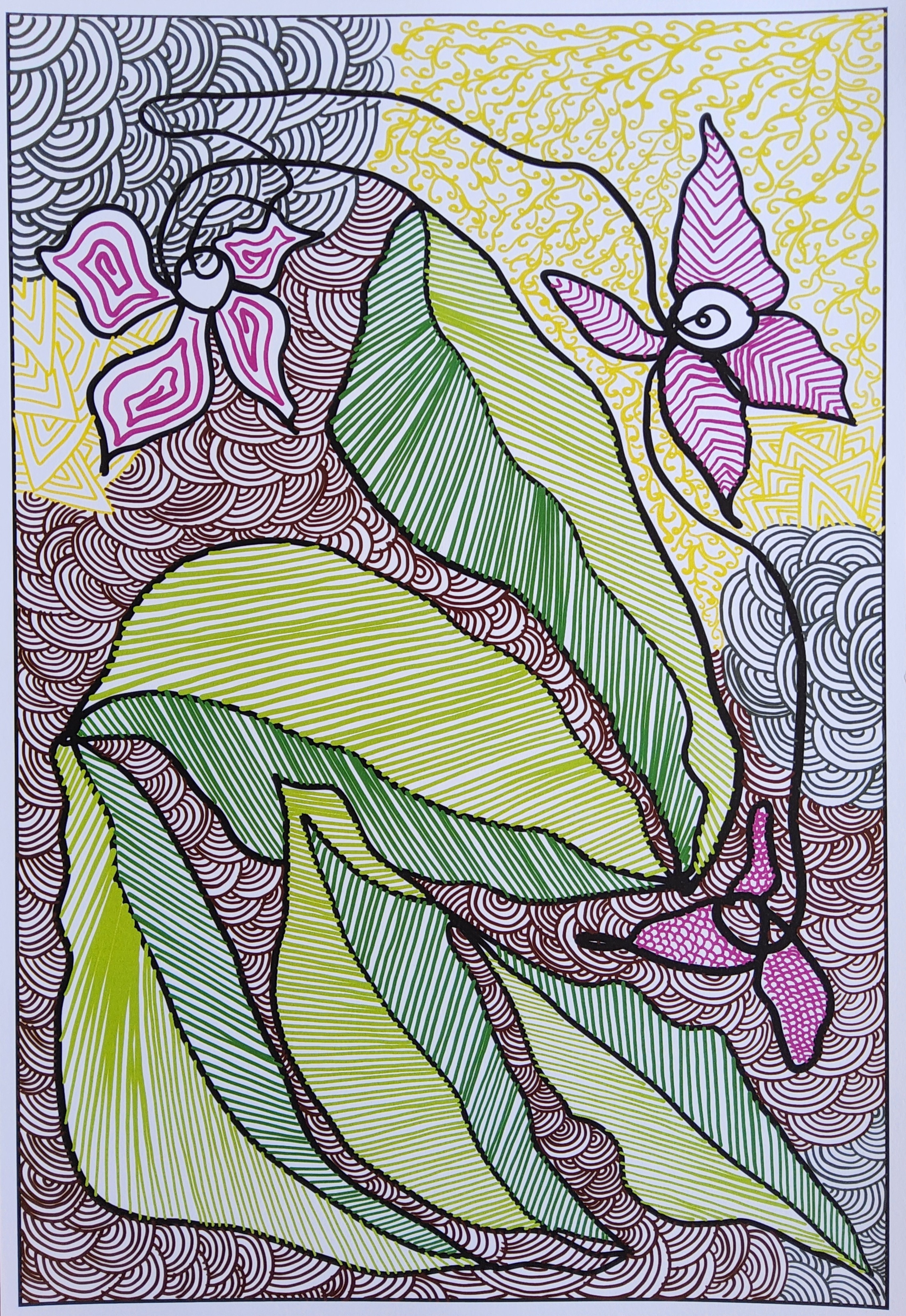 Abstract Floral Doodle Art Print