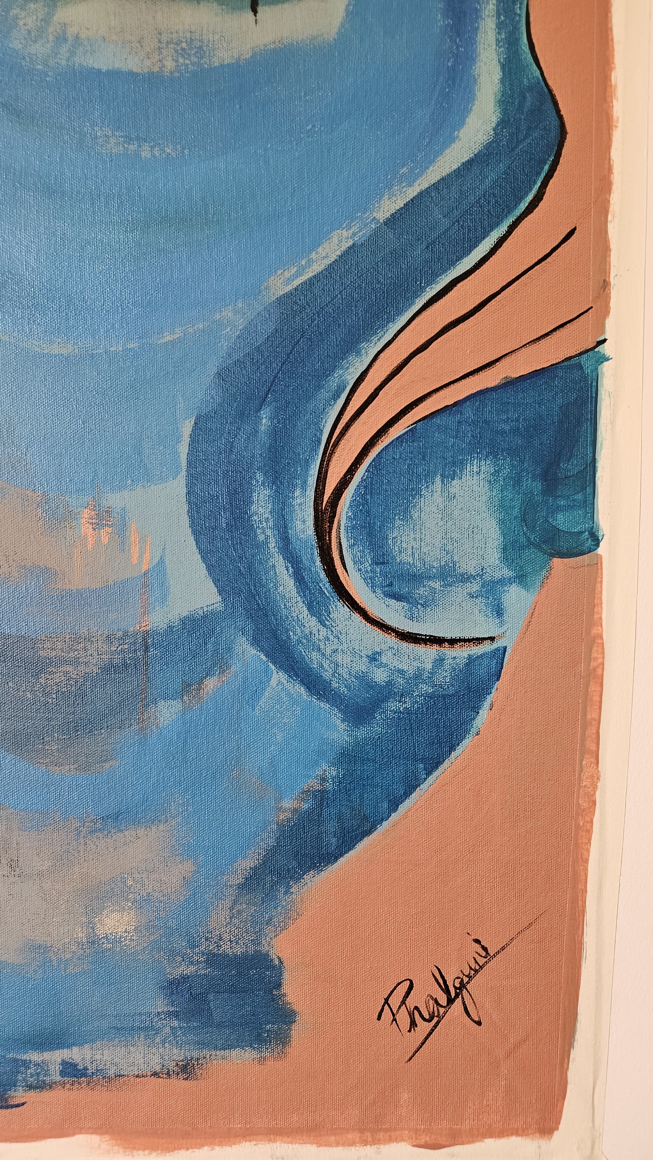 Shaant Ras – Original Abstract Spiritual Acrylic Painting on Canvas (22x33 In) by Phalguni