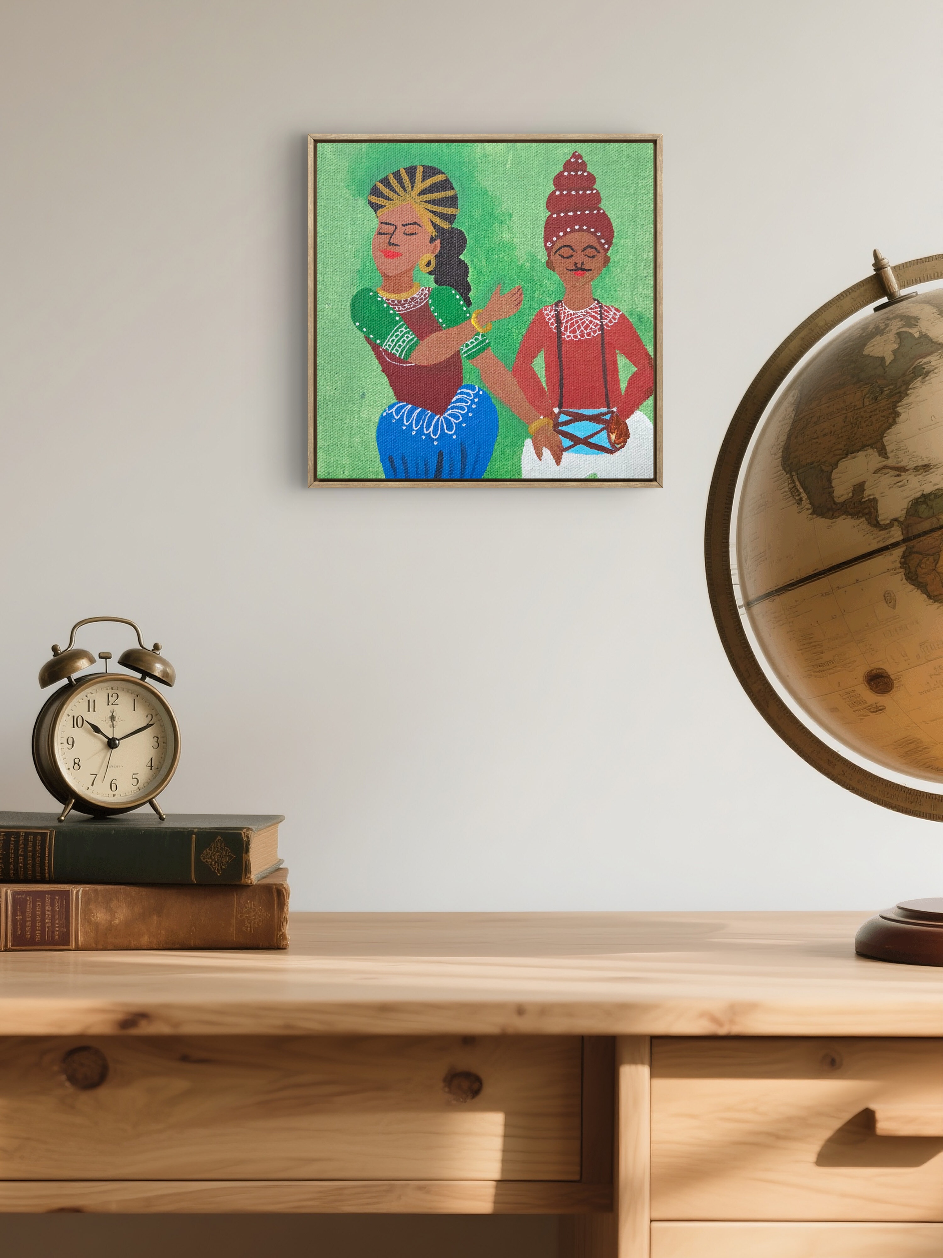 Momita Dancing - Traditional Indian Dancers Painting (5x5 Inch)