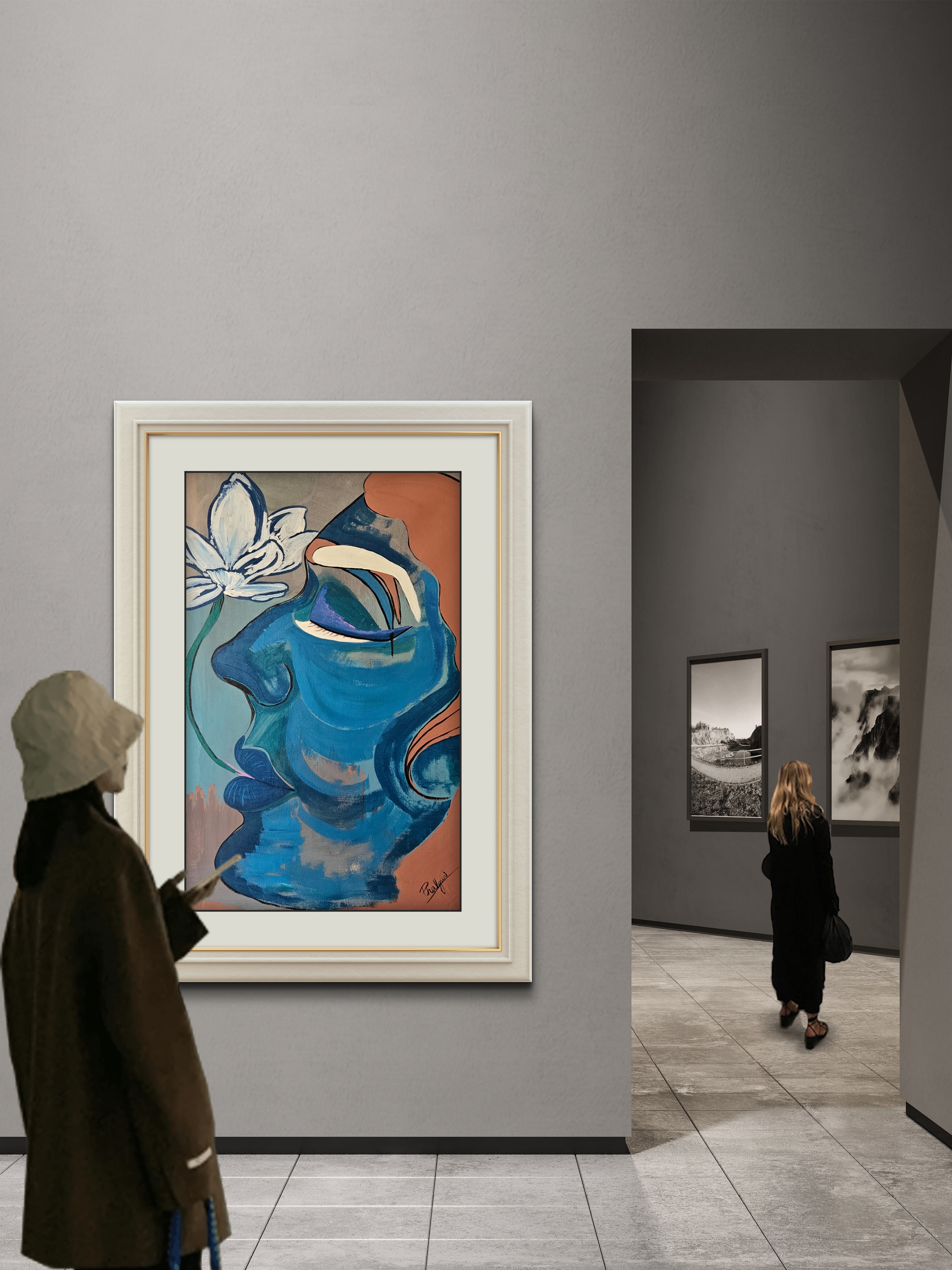 Shaant Ras – Original Abstract Spiritual Acrylic Painting on Canvas (22x33 In) by Phalguni