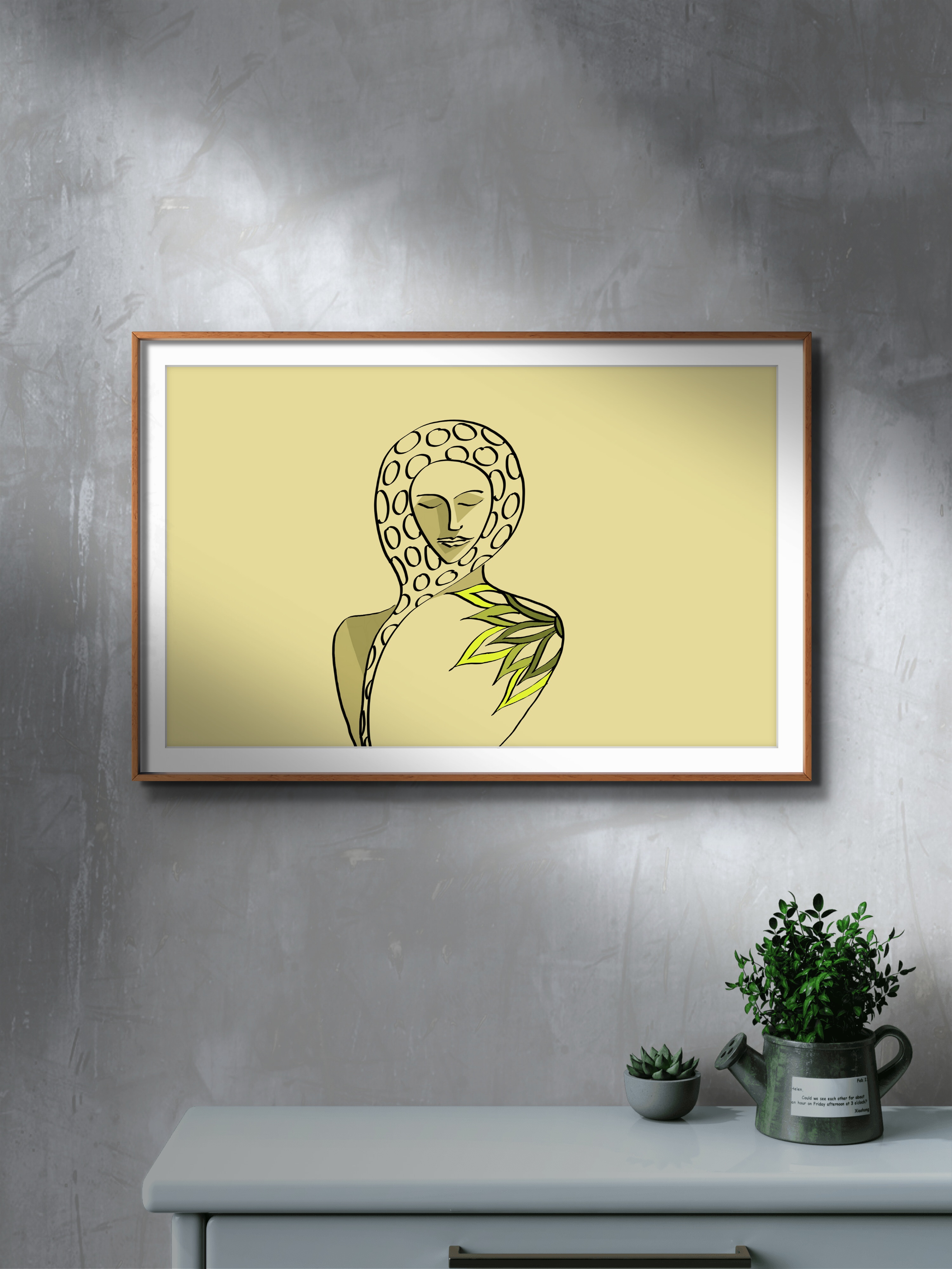 Inside – Abstract Spiritual Woman Art Print | Minimal Line Art Wall Decor by Phalguni