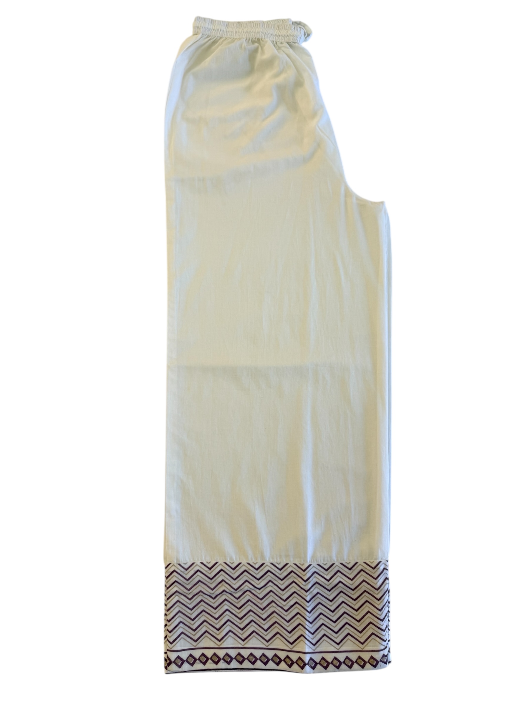 Elegant White and Purple Block Printed Dress With Palazzo