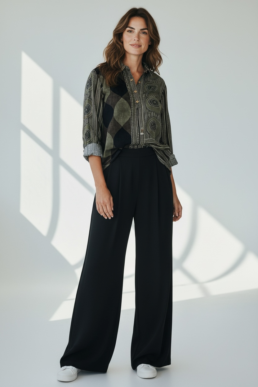 Pure Crepe Ethnic Print Shirt