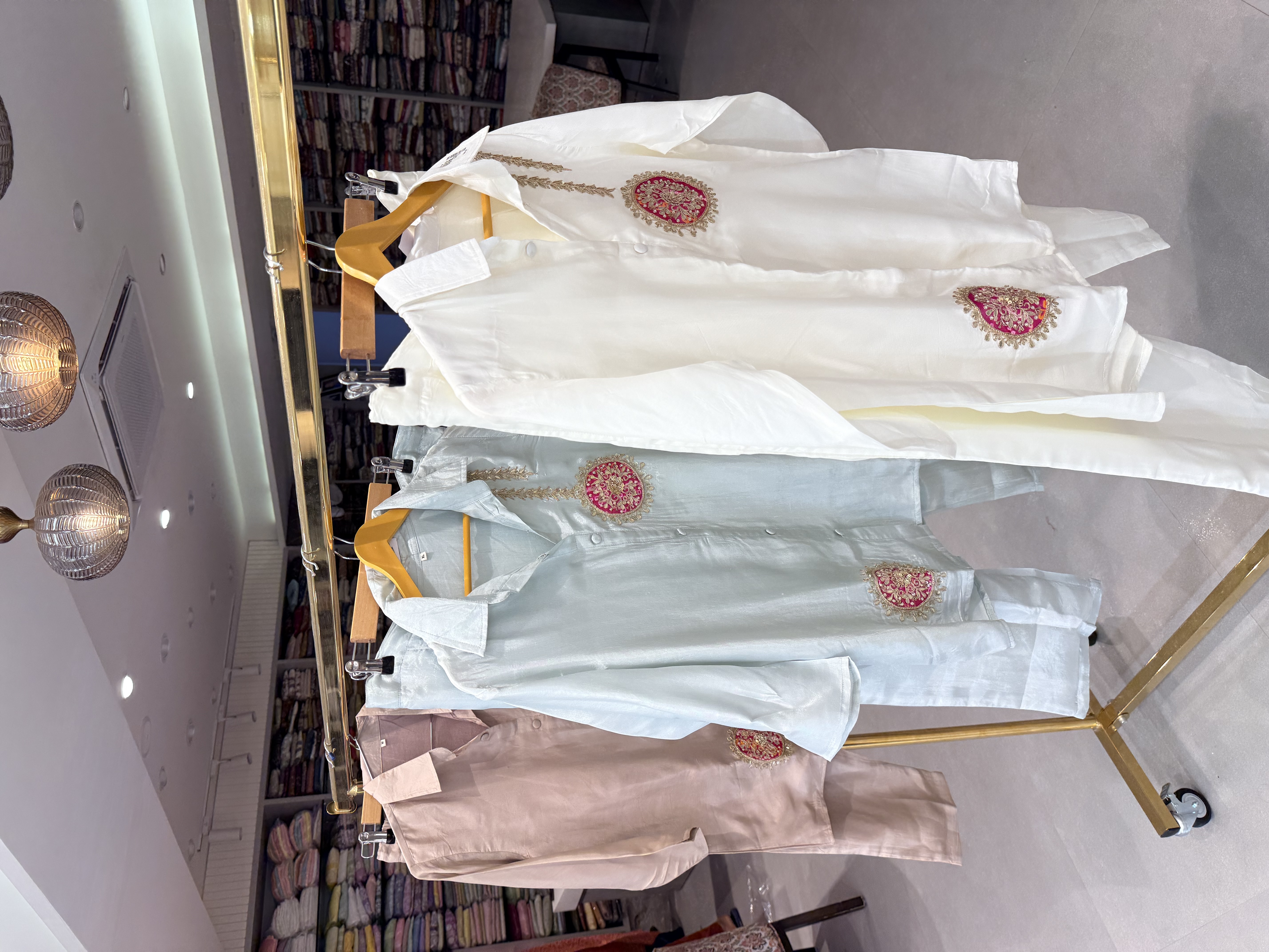 Silk co-ord set with bandhej patch work and gota Patti detailing