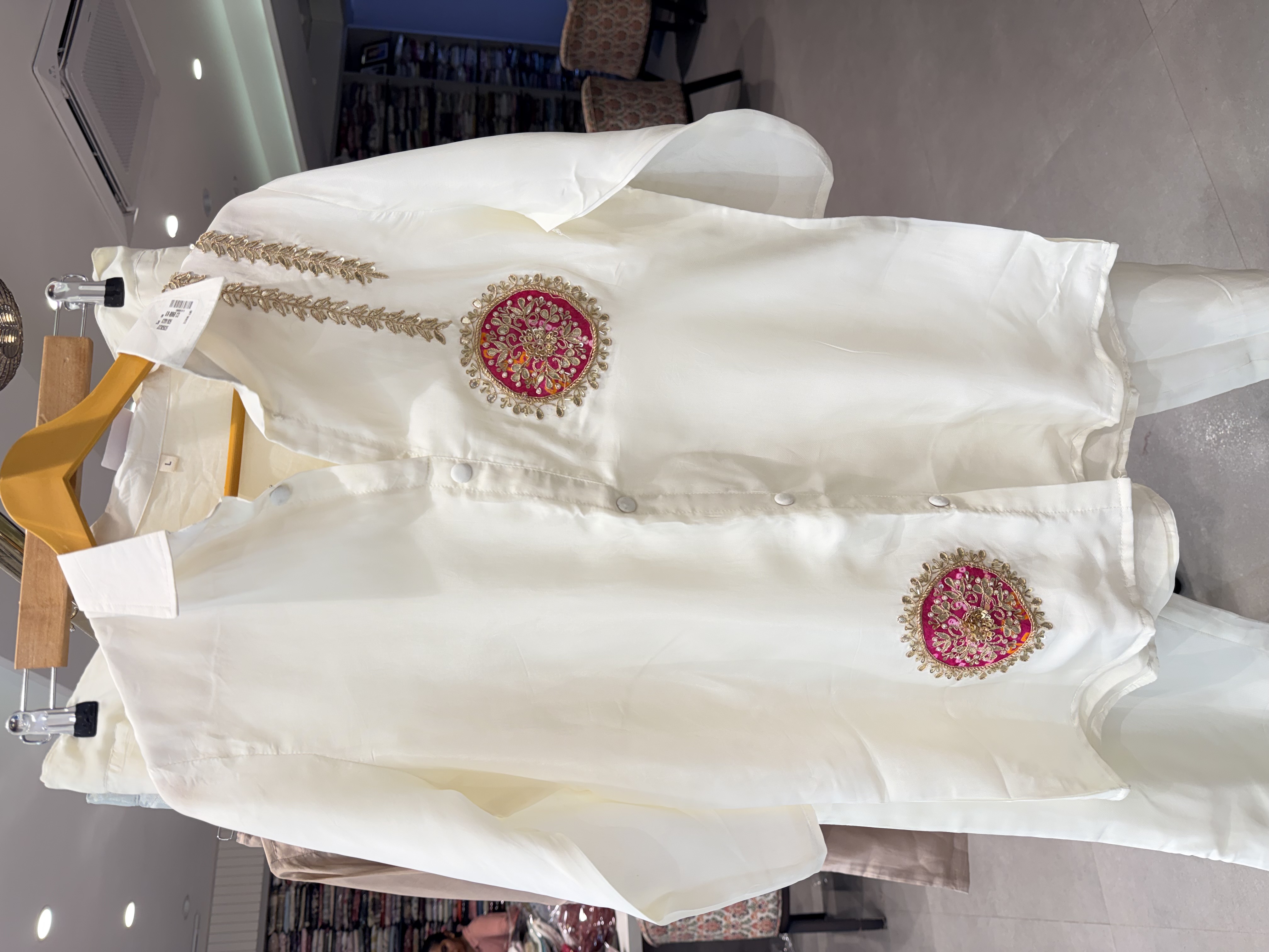 Silk co-ord set with bandhej patch work and gota Patti detailing