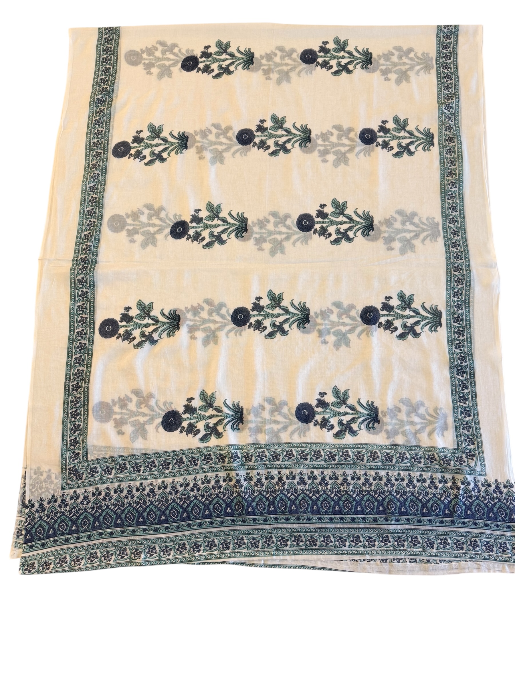 Elegant White and Blue Block Printed Dress With Palazzo