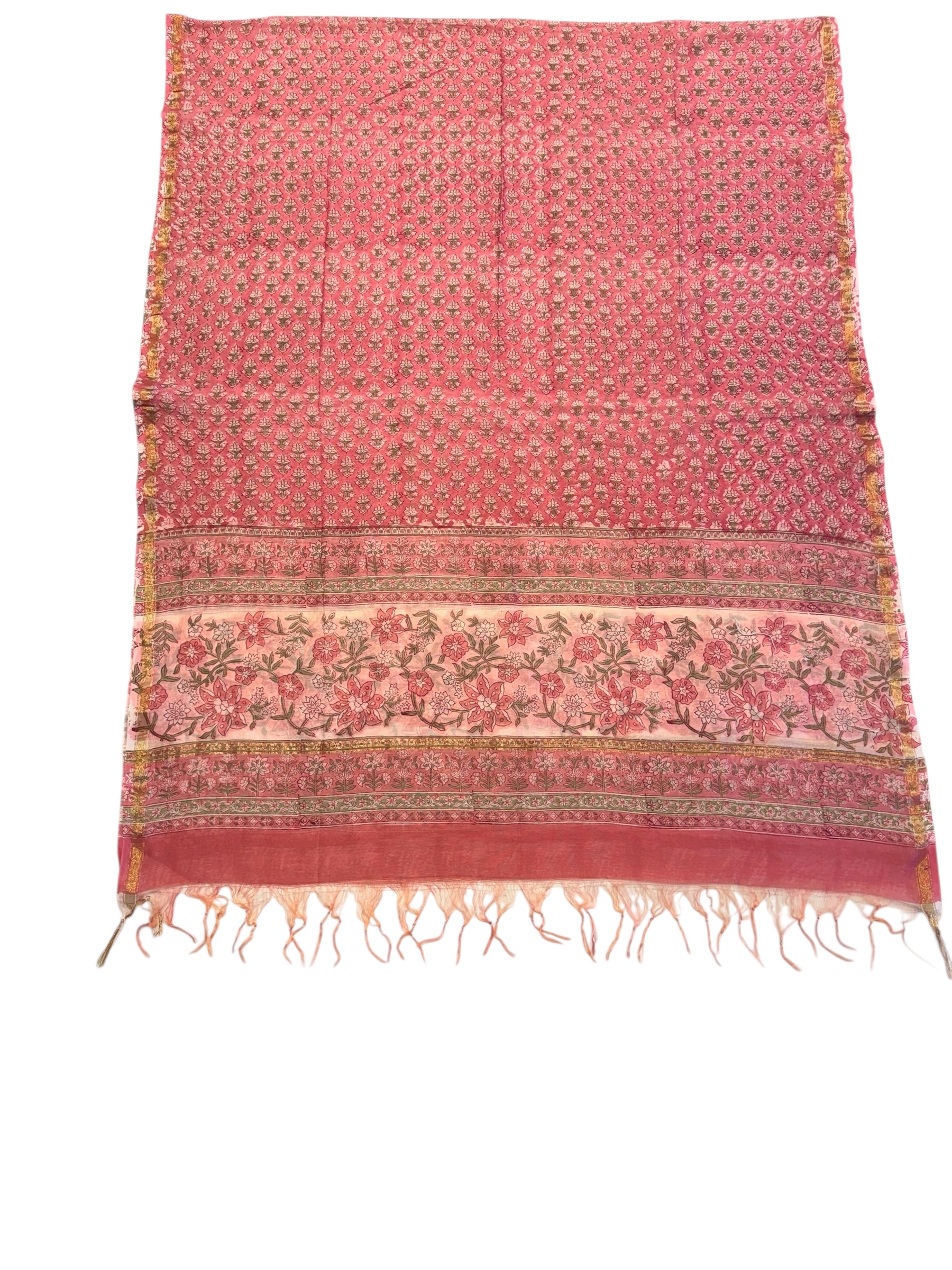 Pure Chanderi Silk Hand Block print set with pure Chanderi Dupatta