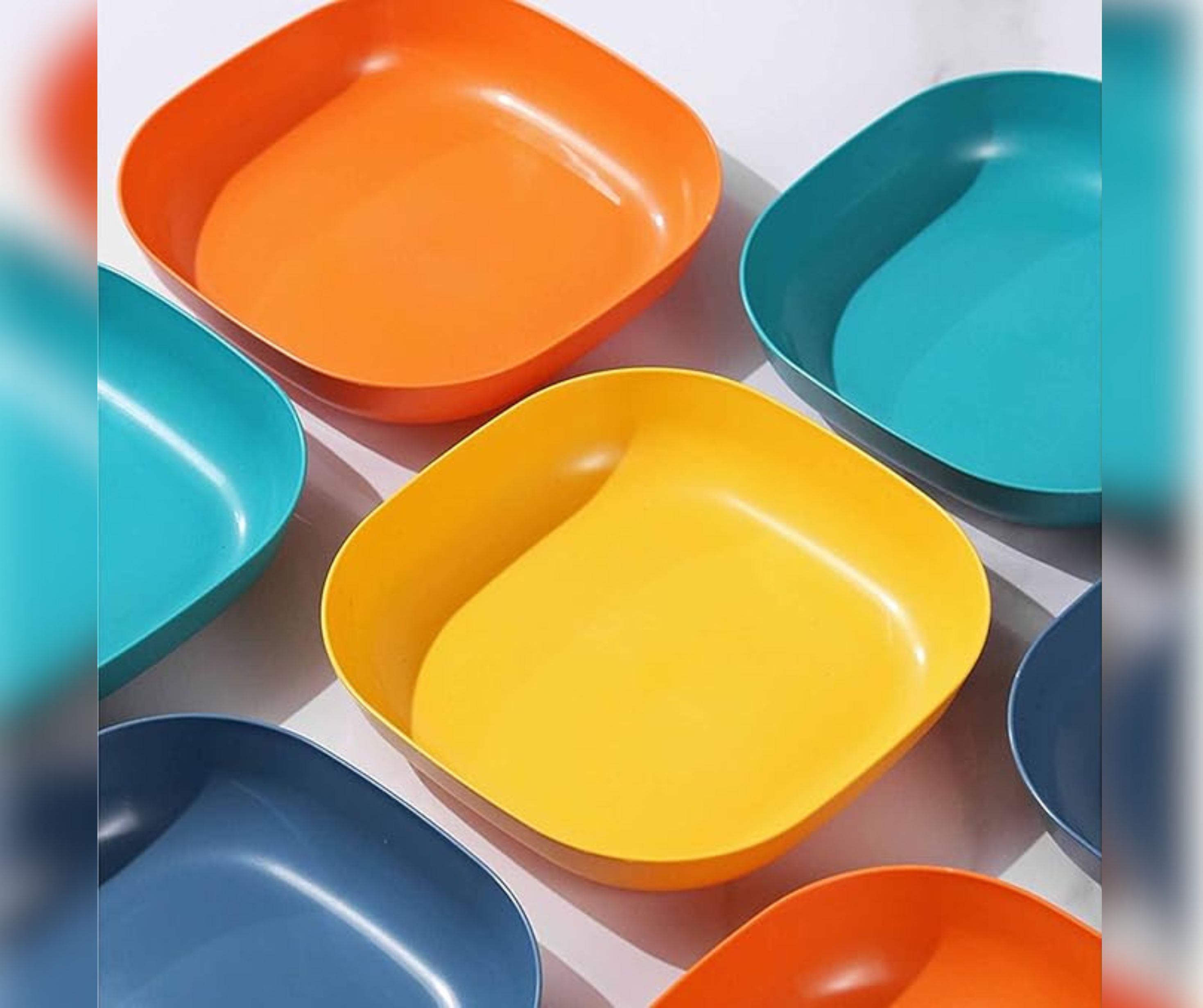 Multi-Color Square Snack Plates Set