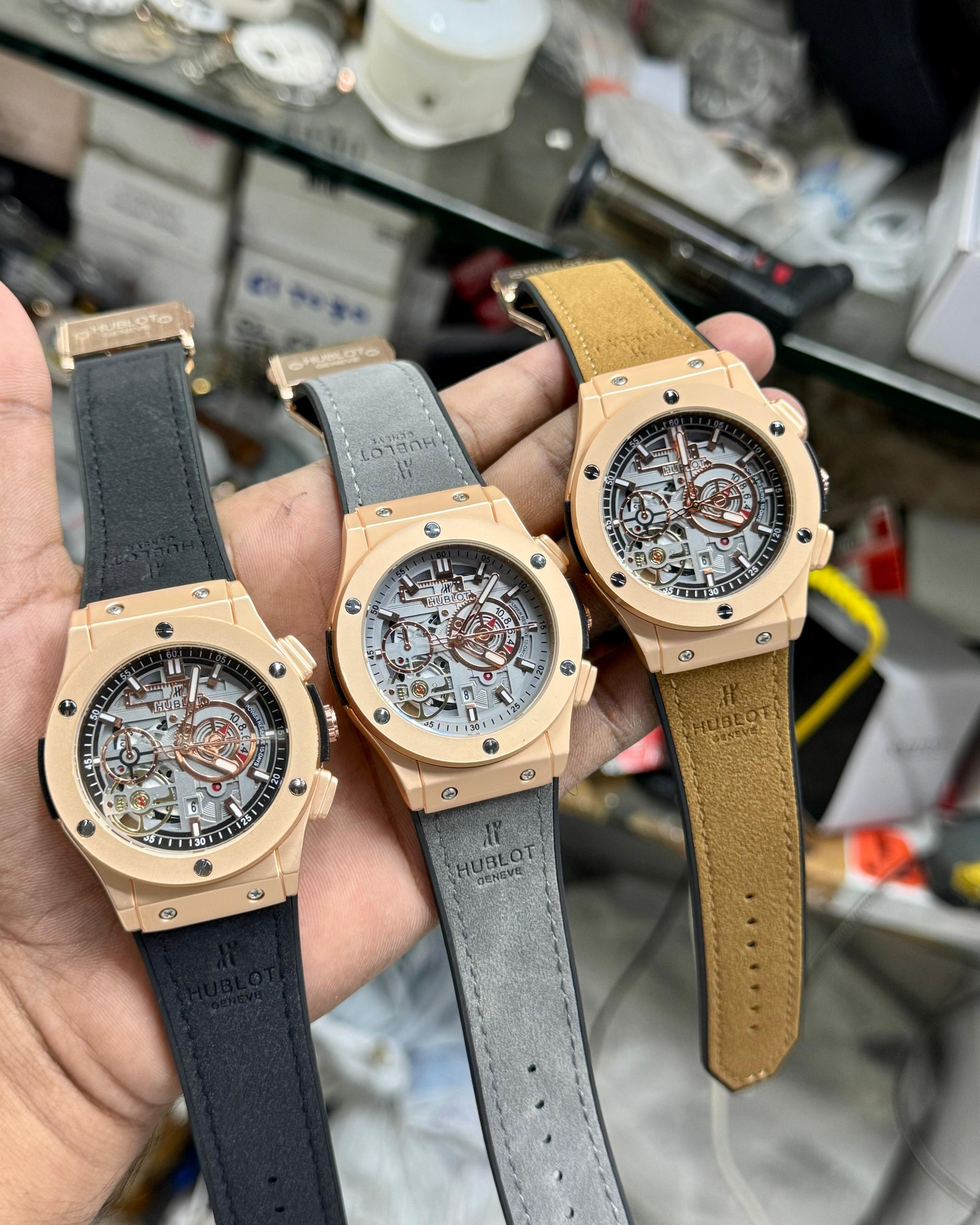 Skeleton Dial Analog Watch Set