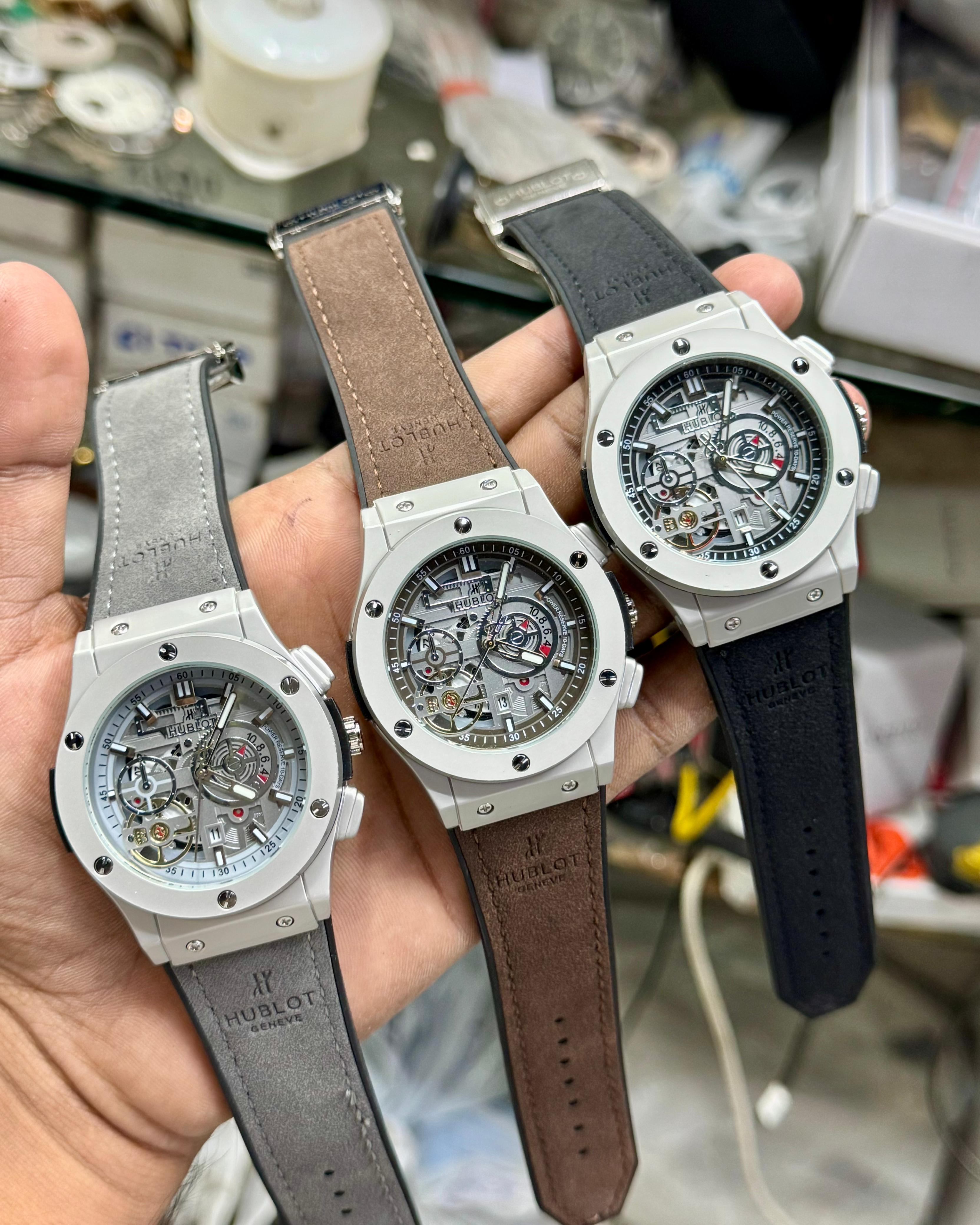 Skeleton Dial Analog Watch Set