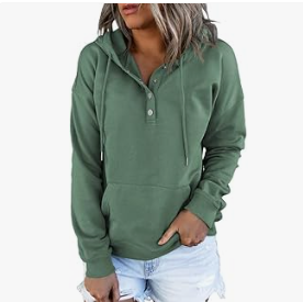 Green Button-Up Hoodie
