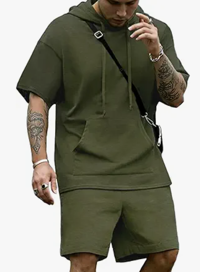 Men's casual hoodie and shorts set