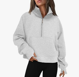 Women's quarter zip pullover sweatshirt