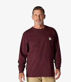 Maroon Long Sleeve Pocket T-Shirt