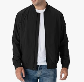 Men's Classic Black Bomber Jacket