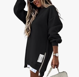 Oversized Black Sweatshirt Dress
