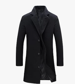 Men's Classic Black Overcoat