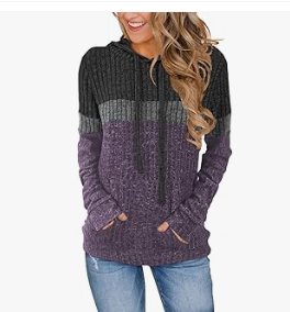 Colorblock Hooded Knit Sweater