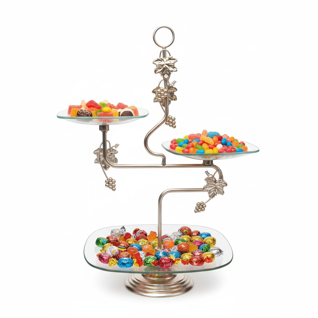 Zilverkleurige elegante etagere