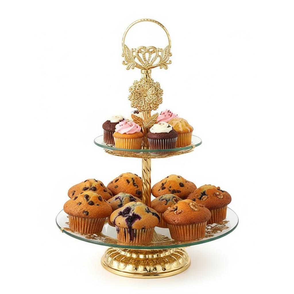 Etagere rond goudkleurig