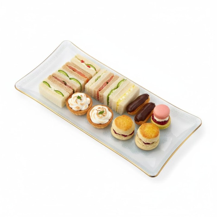 Langwerpige schaal kant & goud