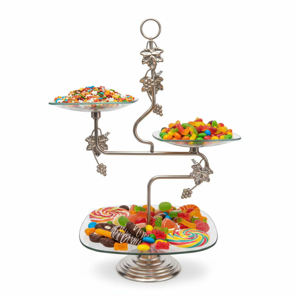 Zilverkleurige elegante etagere