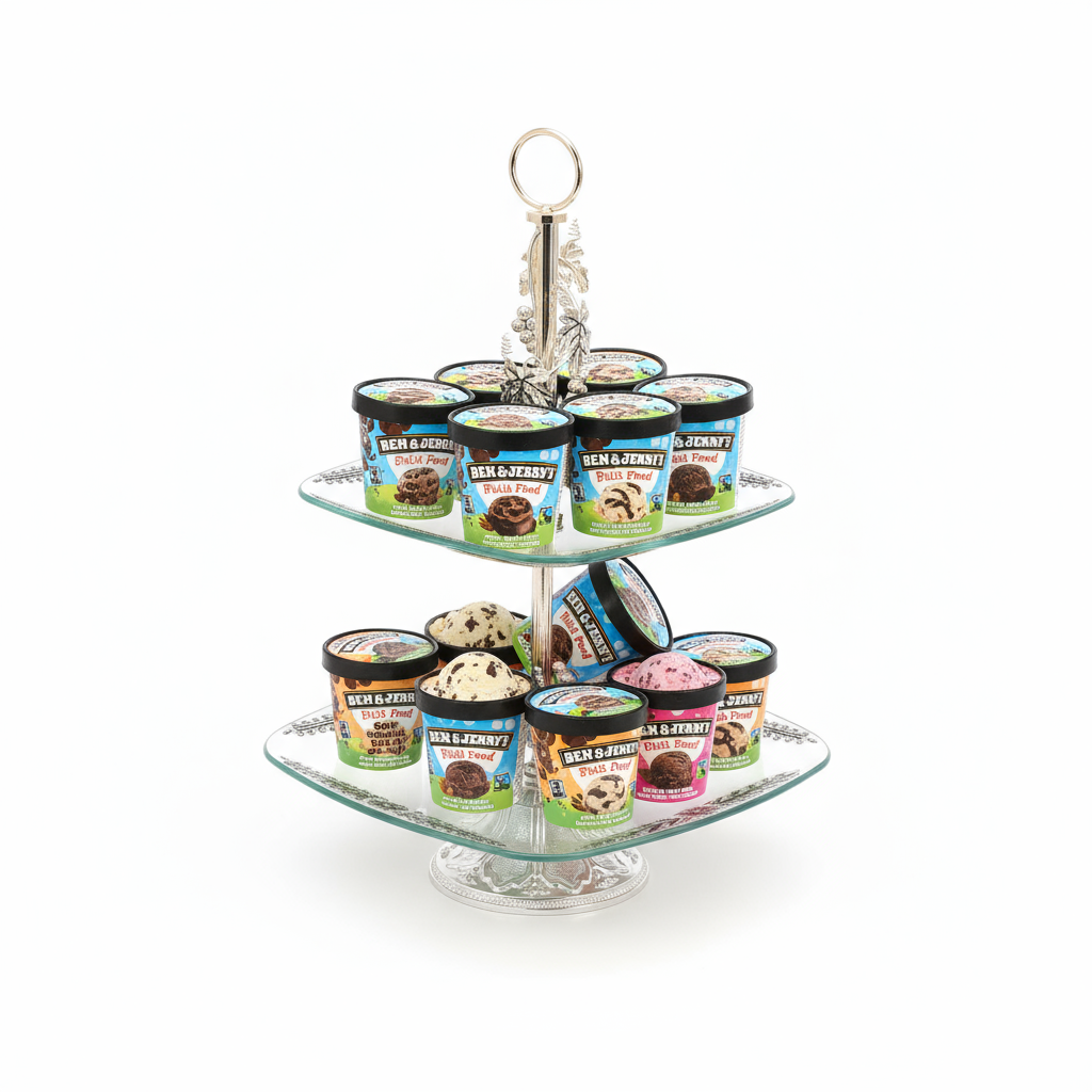 Etagère zilverkleurig 2 laags elegant