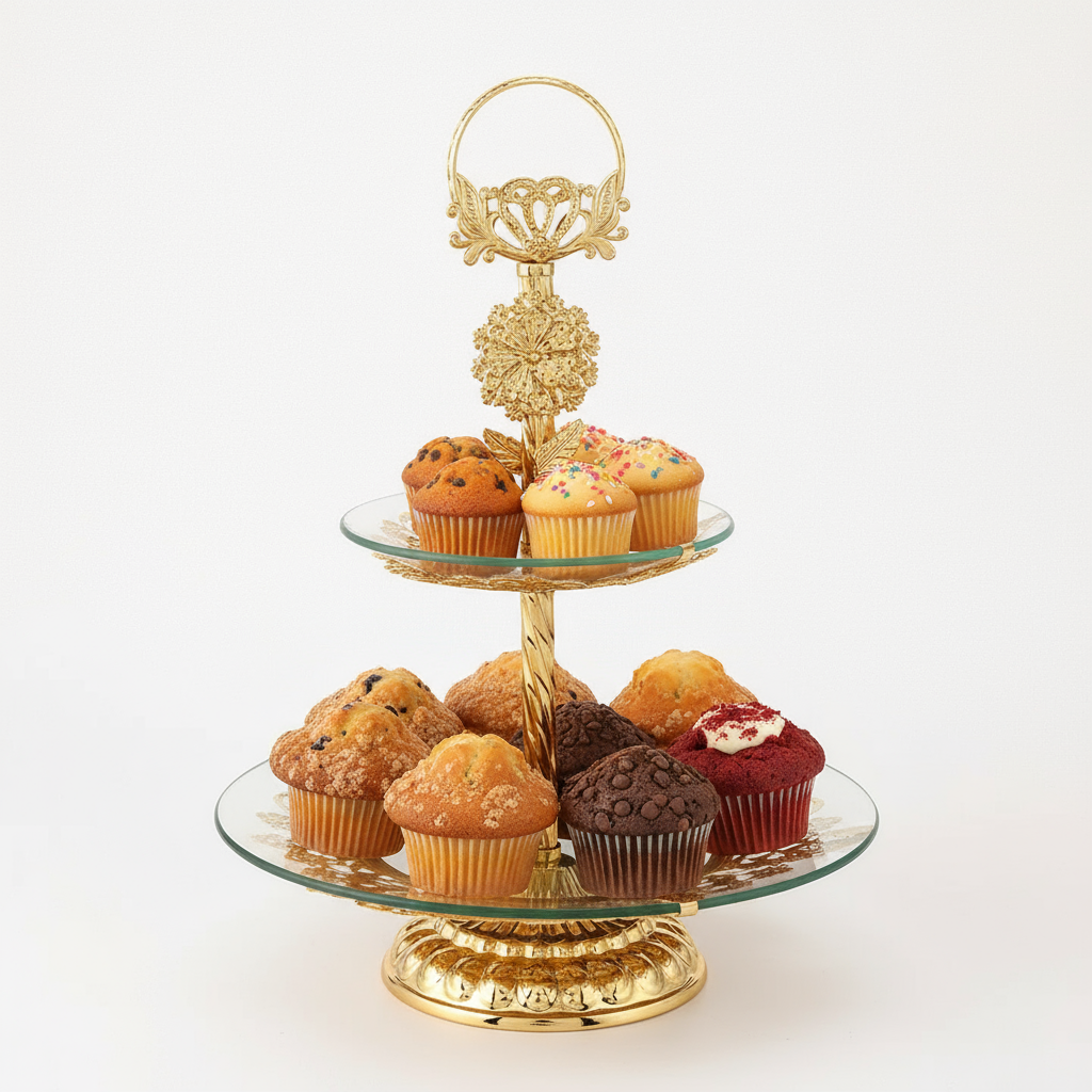 Etagere rond goudkleurig