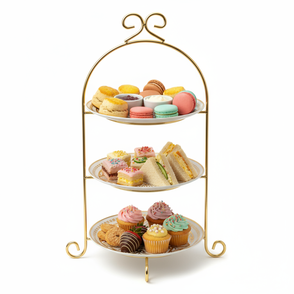 Etagere goudkleurige borden 3 laags